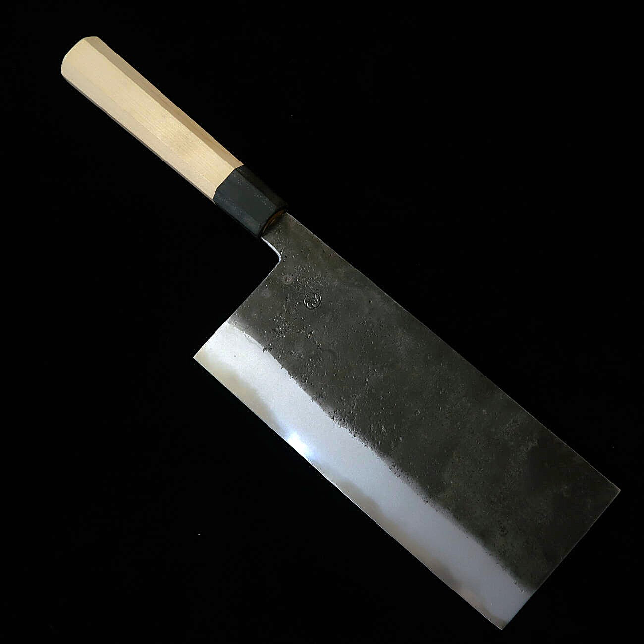 宮崎鍛冶屋  MIYAZAKI KAJIYA 青紙スーパー 軟鉄本割込 -椿- 中華包丁 -朴八角柄 (200mm)