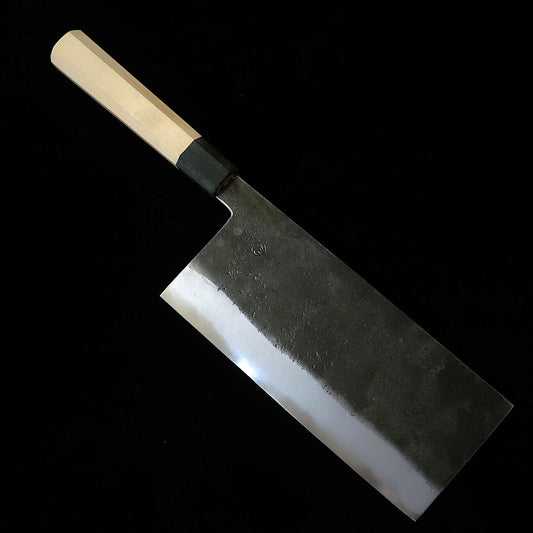 宮崎鍛冶屋  MIYAZAKI KAJIYA 青紙スーパー 軟鉄本割込 -椿- 中華包丁 -朴八角柄 (200mm)