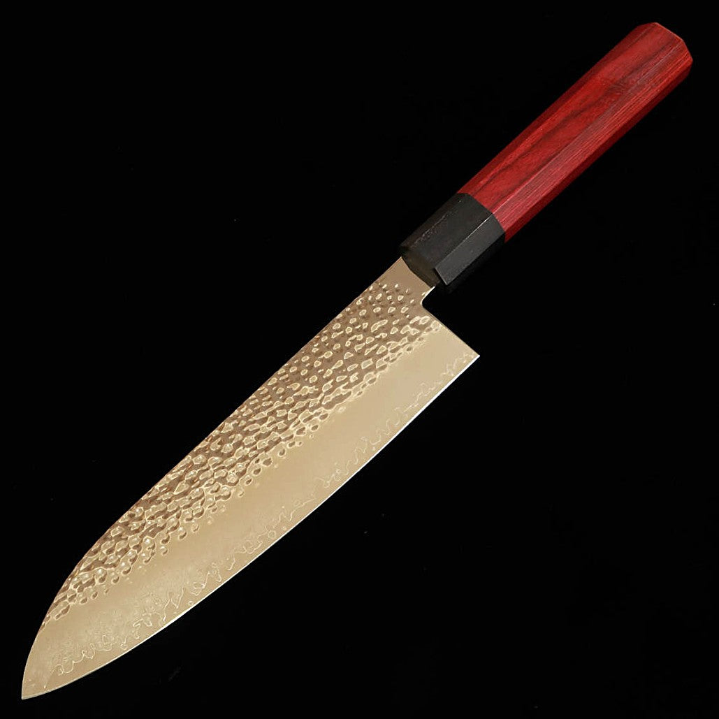V.ROAD  濃州正恒作 Nosyu Masamune 三徳 VG10 鎚目 33層ダマスカス 積層強化柄 赤×黒（180mm）