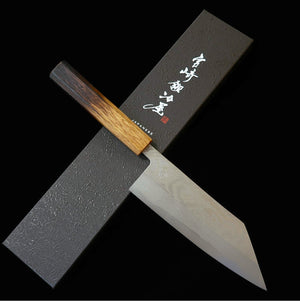 Miyazaki Kajiya MIYAZAKI KAJIYA Gin-3, Damasco martelado, sub-zero – Tsubaki – bunka – cabo em carvalho laqueado (180 mm)