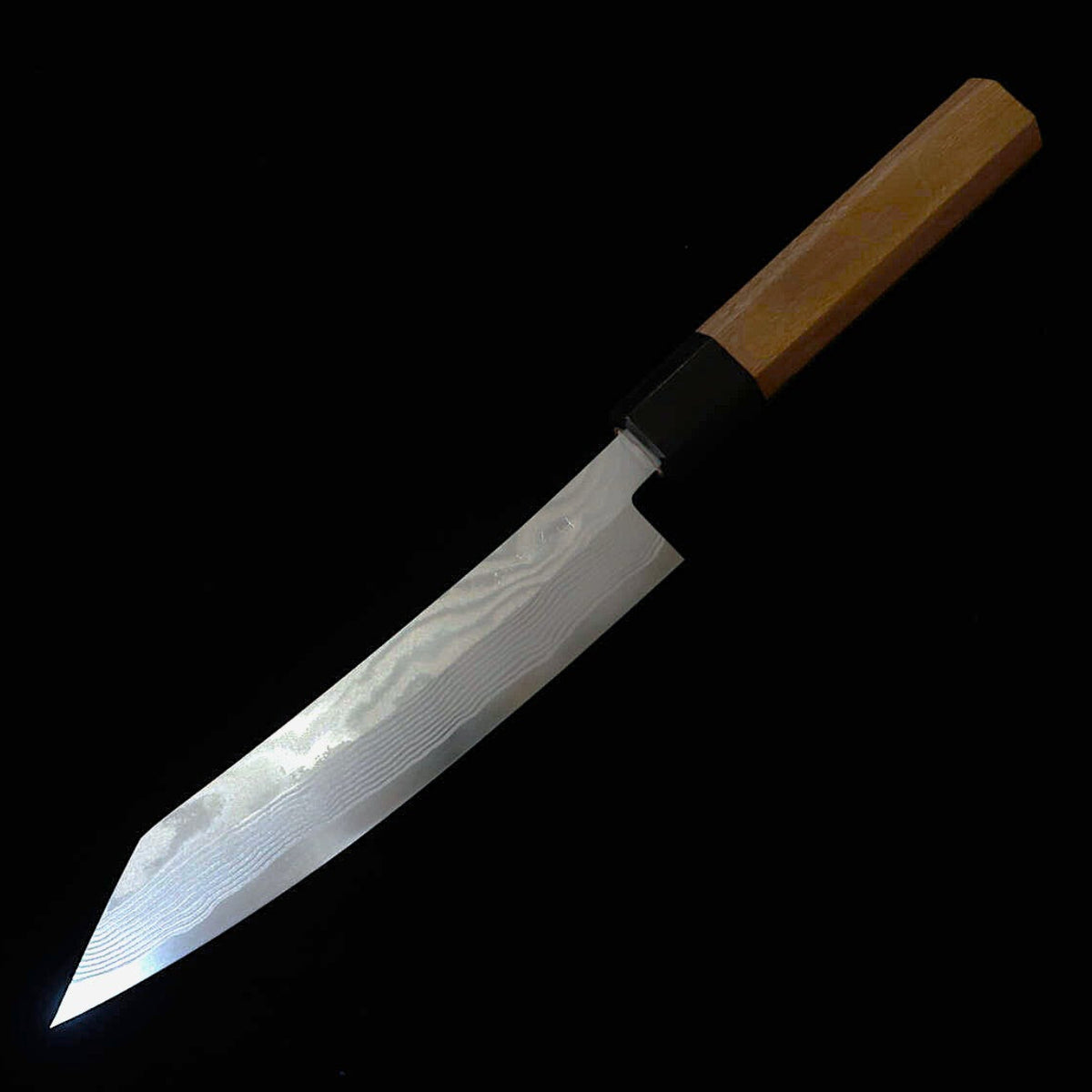 Miyazaki Kajiya MIYAZAKI KAJIYA Gin-3 Acabado martillado Damasco Sub Zero - Camelia - Petty kiritsuke - Mango octogonal de nogal (170 mm)