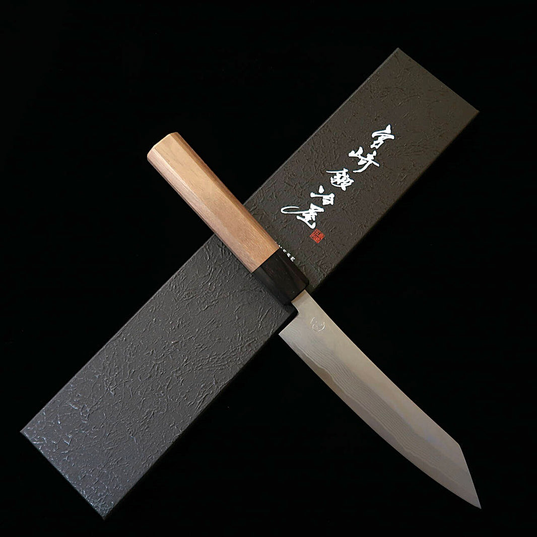 Miyazaki Kajiya MIYAZAKI KAJIYA Gin-3 Tsuchime Damasco Sub-Zero - Tsubaki - Kiritsuke Petty Cabo Octogonal de Nogueira (170 mm)