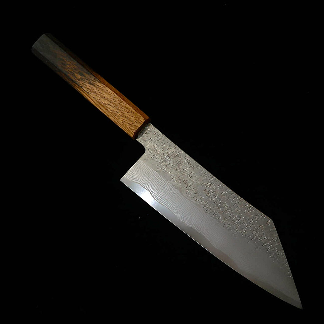 MIYAZAKI KAJIYA – ZA18 Damasco martelado Sub Zero - Tsubaki - Bunka - cabo de carvalho envernizado (180 mm)