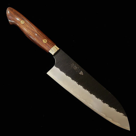 二唐刃物鍛錬所NIGARA  三徳 SG2 黒打 槌目 アイアンウッドハンドル（180mm）
