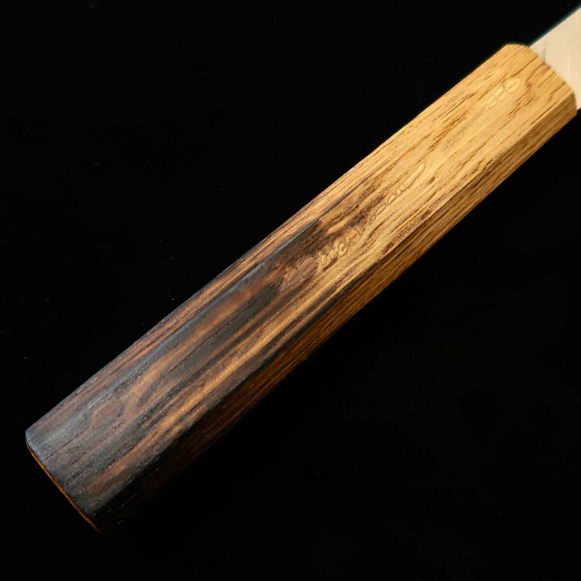 Miyazaki Kajiya ZA18 Hammered Damascus Subzero - Camellia - Kiritsuke Gyuto (Chef's Knife) - Burnt Lacquer Oak Handle (240mm)