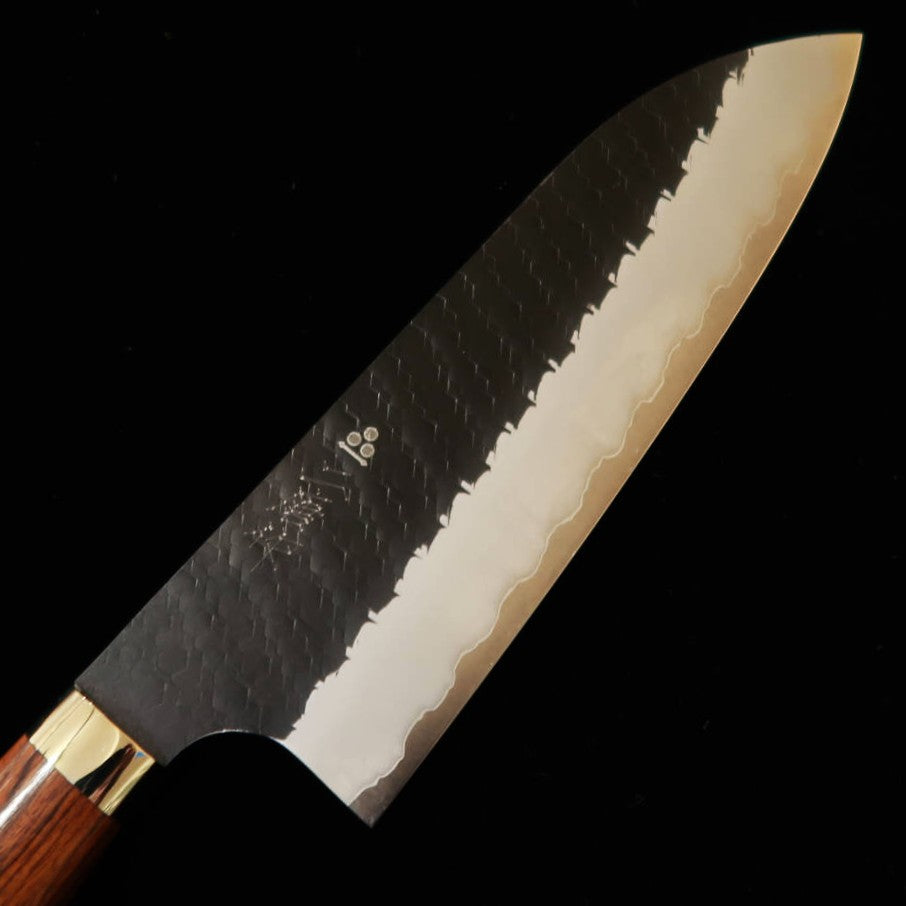 二唐刃物鍛錬所NIGARA  三徳 SG2 黒打 槌目 アイアンウッドハンドル（180mm）