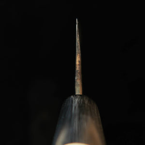 Miura MIURA Nakiri forjado Shirogami #2, acabado negro, mango de cuerno de búfalo rayado (170 mm)