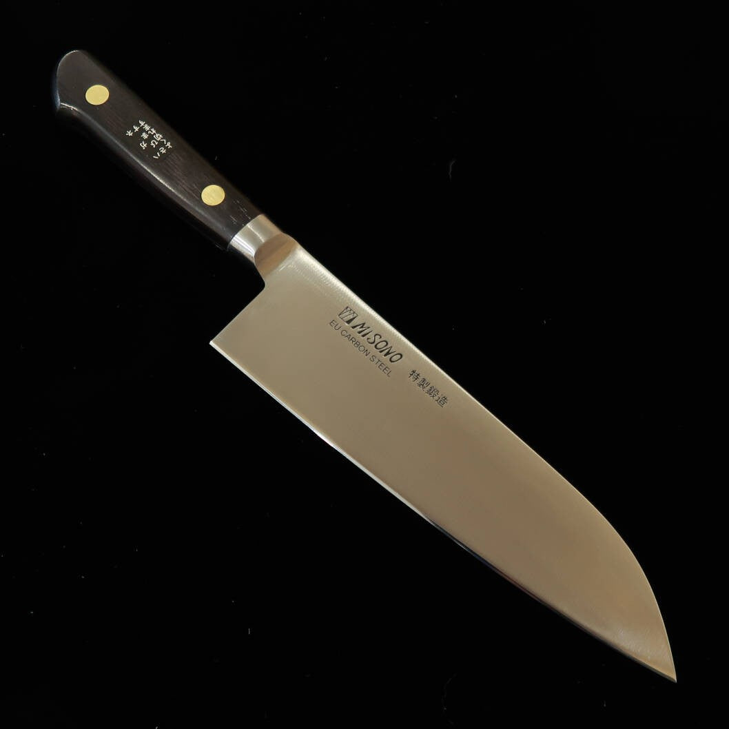 Misono MISONO EU Carbon Santoku, mango de laminado negro (180 mm)