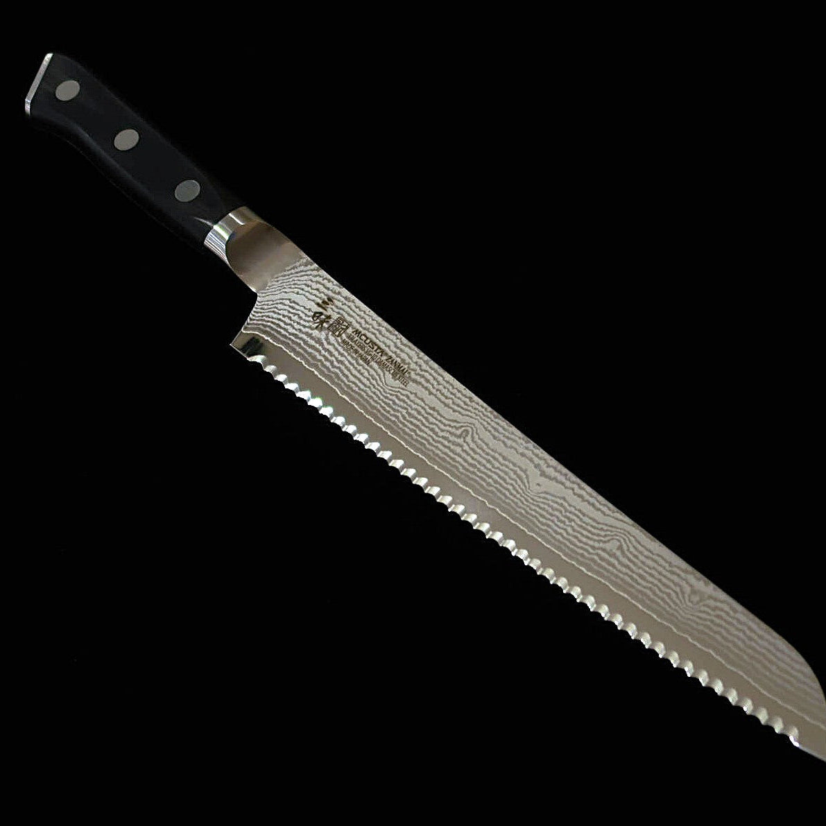 【新定番】三昧MCUSTA ZANMAI クラシック3ダマスカス　パン切 黒　(230mm)