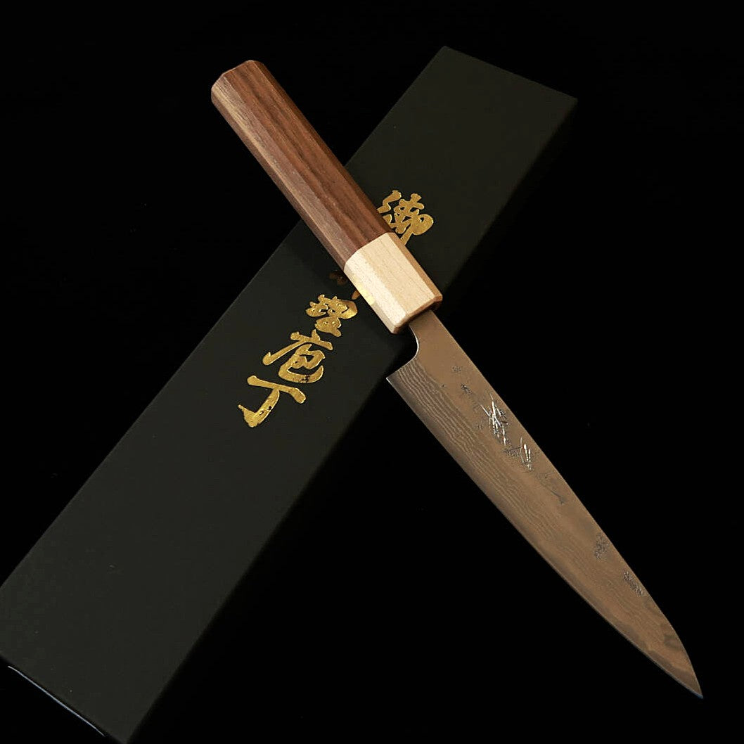 Miura MIURA Petty Aço sueco Damasco de níquel 33 camadas Acabamento washi Cabo de bordo com boca em nogueira (135 mm)