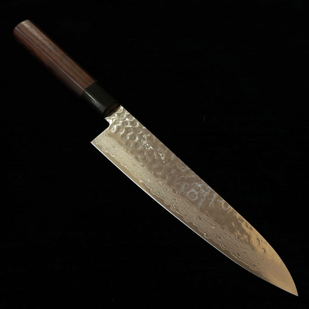 MIURA Gyuto AUS10 Damasco martelado Cabo de rosewood roxo (210 mm)