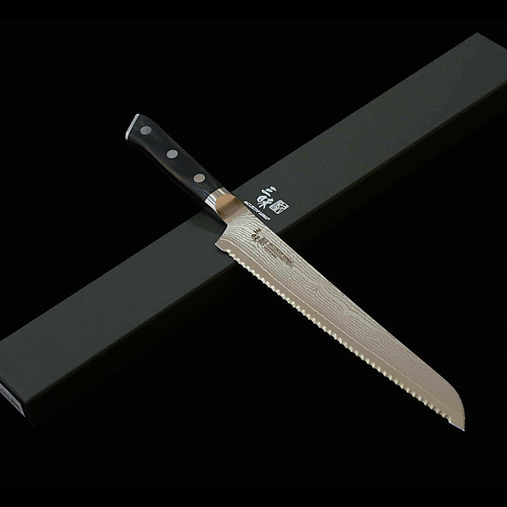 【新定番】三昧MCUSTA ZANMAI クラシック3ダマスカス　パン切 黒　(230mm)