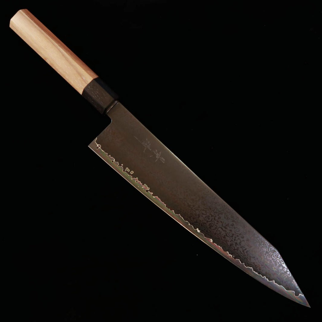景清KAGEKIYO VG-10黒染ダマスカス 切付牛刀 ウォルナット八角柄 (210/240mm)