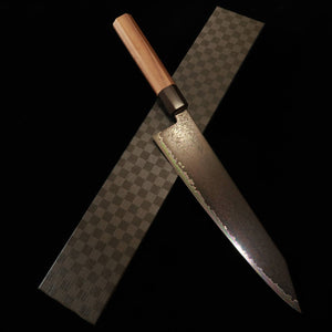 KAGEKIYO Kiritsuke Gyuto VG-10 Black Hammered Damascus Walnut Handle (210/240mm)