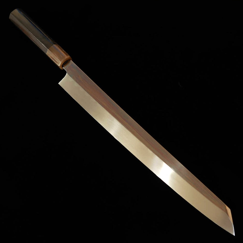 Kengata Yanagiba SUISIN, obra de Ikeda Yoshikazu, Shirogami nº 2, forjado integral, mango octogonal de ébano, funda de magnolia (300 mm)