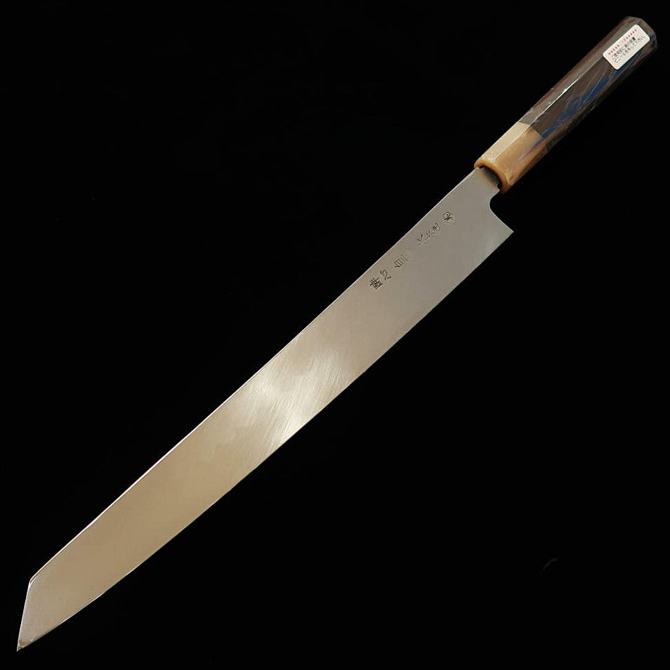 Kengata Yanagiba SUISIN, obra de Ikeda Yoshikazu, Shirogami nº 2, forjado integral, mango octogonal de ébano, funda de magnolia (300 mm)