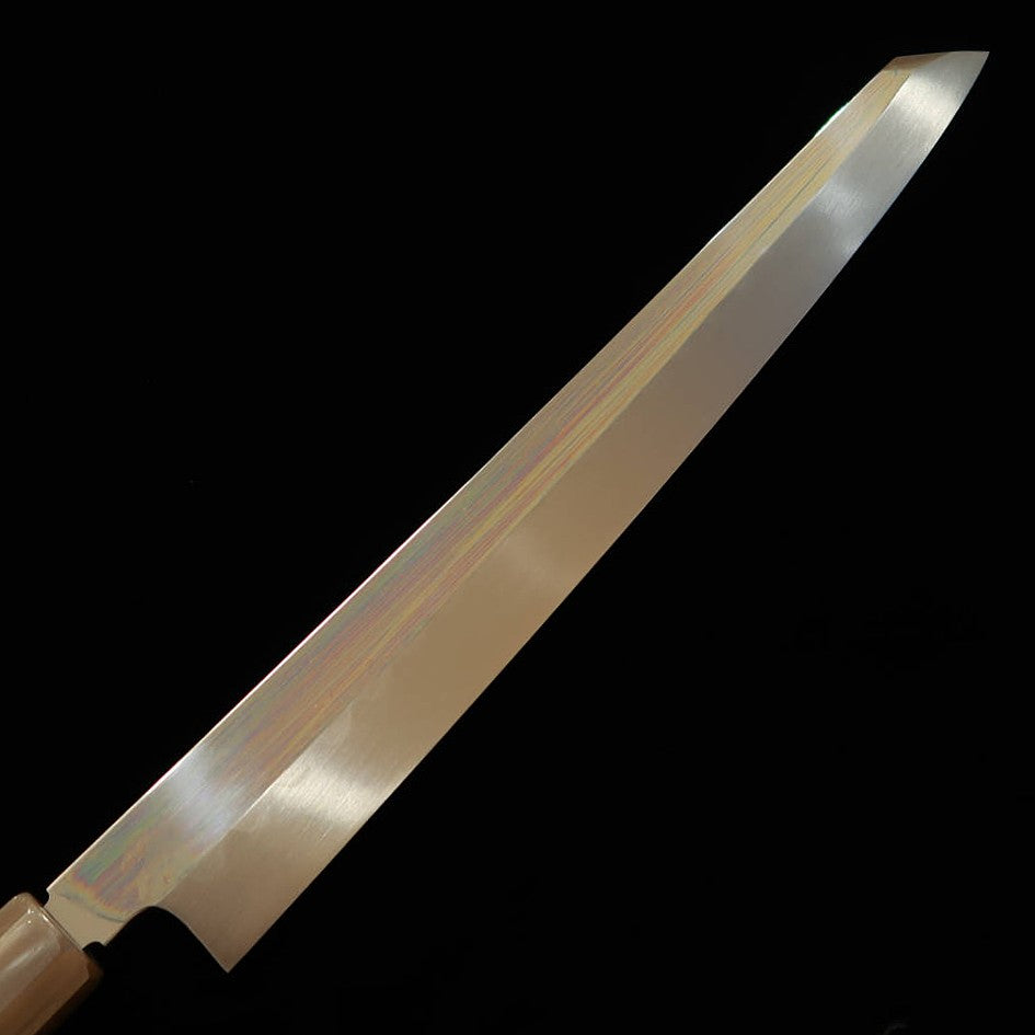 Kengata Yanagiba SUISIN, obra de Ikeda Yoshikazu, Shirogami nº 2, forjado integral, mango octogonal de ébano, funda de magnolia (300 mm)