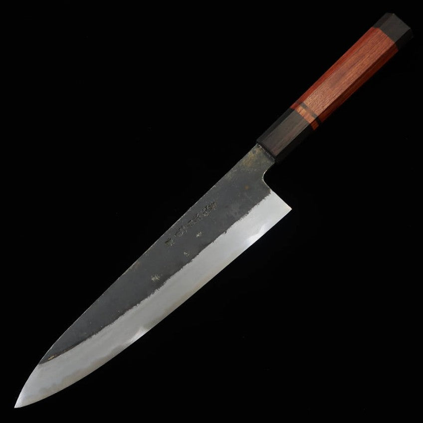 三浦頂MIURA Itadaki 田中義一 牛刀 白紙二号 黒打ち ブビンガハンドル （240ｍｍ）