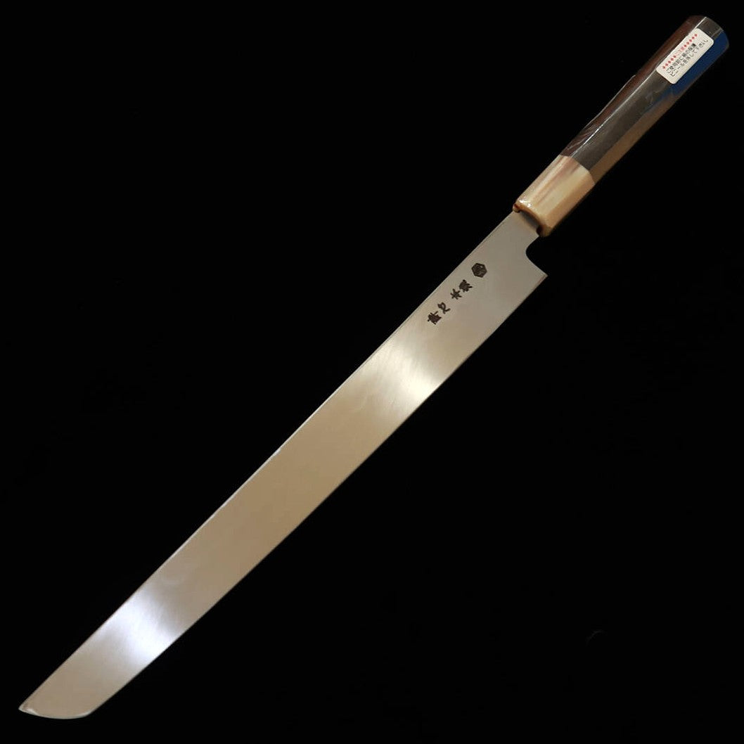 Sakimaru takobiki SUISIN, obra de Ikeda Yoshikazu, Shirogami no.3, forjado integral, mango octogonal de ébano, funda de magnolia (300 mm)