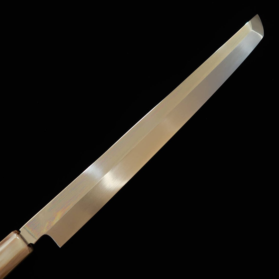 Sakimaru takobiki SUISIN, obra de Ikeda Yoshikazu, Shirogami no.3, forjado integral, mango octogonal de ébano, funda de magnolia (300 mm)