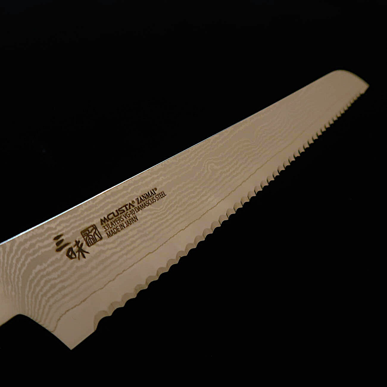 【新定番】三昧MCUSTA ZANMAI クラシック3ダマスカス　パン切 コーリアン　(230mm)