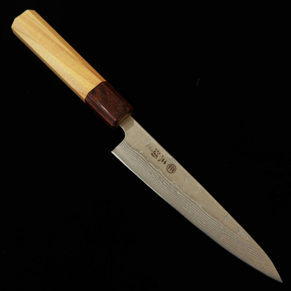 Miura MIURA Petty aço sueco Nashiji Damasco, cabo octogonal em olmo-japonês (keyaki) (135 mm)