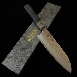MIURA Santoku HAP40, finition martelée, manche octogonal en contreplaqué gris (165 mm)