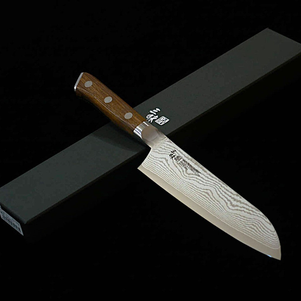 [New Standard] ZANMAI MCUSTA Classic 3 Damascus Santoku Ironwood Knife (180mm)