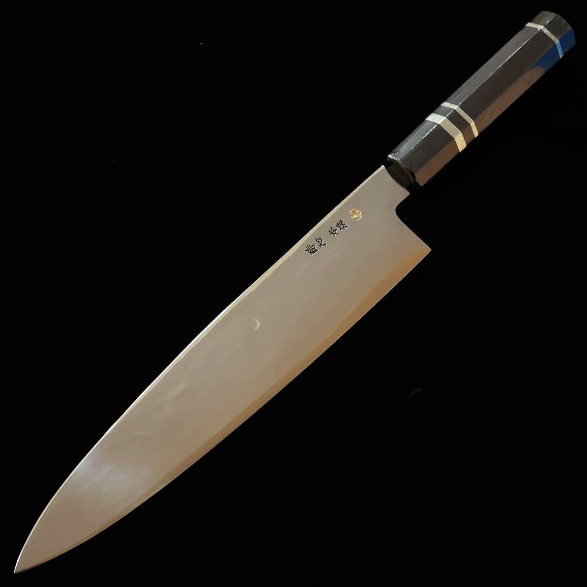 Wagyuto SUISIN Fuji, Ikeda Yoshikazu, Shirogami no.3, mango de ébano con anillo de plata, acabado de espejo (270mm)