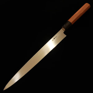 Gōuma-no-jō Yoshihiro Fugu-hiki Mizuhonyaki, aço branco nº2, acabamento espelhado, cabo octogonal de ichii, com bainha de magnólia (270mm)