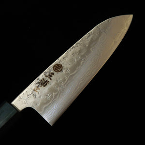 MIURA Santoku, Swedish Steel, Nashiji Damascus with Indigo-Dyed Octagonal Handle (165mm)
