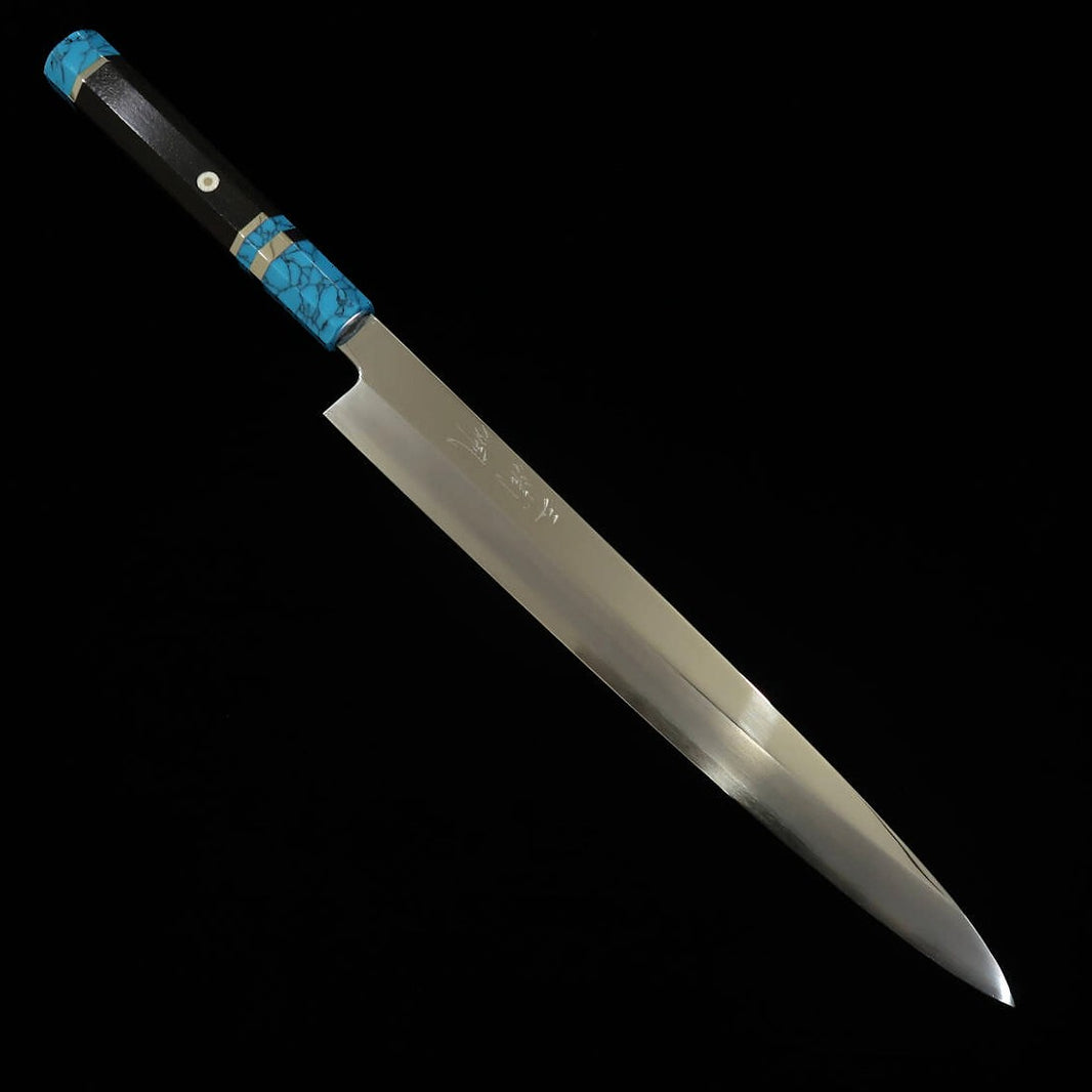 三浦佩MIURA Obidama 柳刃 VG10 鏡面仕上げ ターコイズハンドル （270/300ｍｍ）