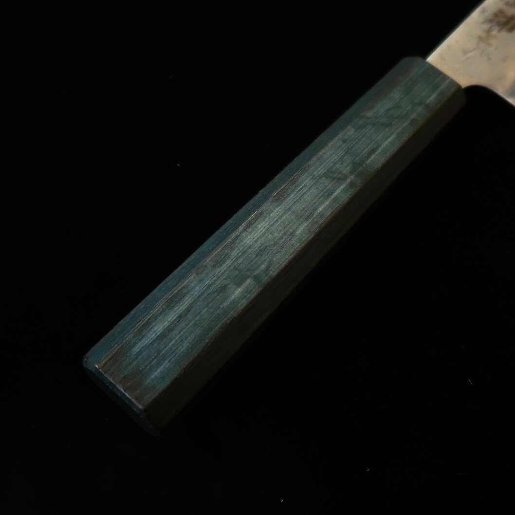 三浦MIURA 三徳 スウェーデン鋼　梨地　ダマスカス　藍八角柄（165mm）