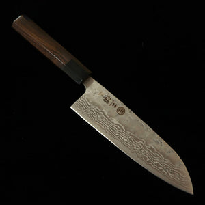 MIURA – Santoku acier suédois, finition nashiji, damas, manche octogonal en ébène (165 mm)
