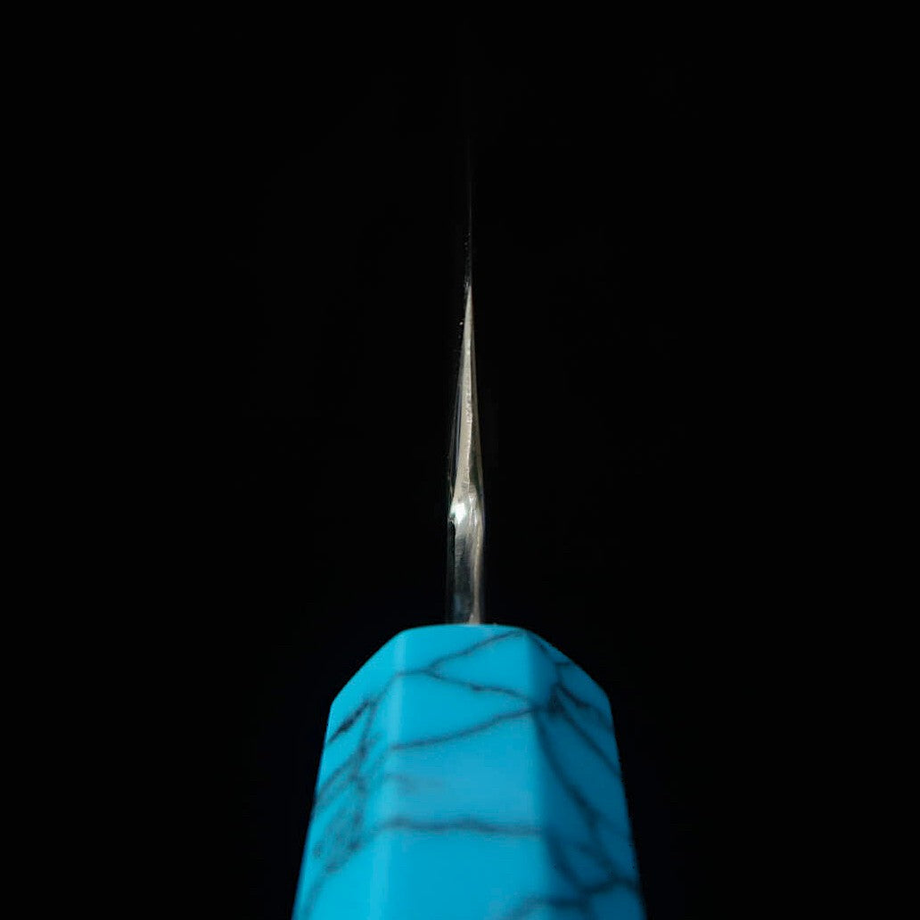 Yanagiba MIURA Obidama Inox VG10 acabamento espelhado cabo turquesa (300mm)