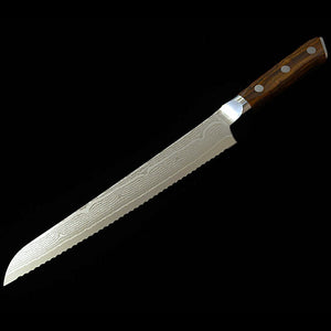 【Nouvelle référence】 Zanmai MCUSTA ZANMAI Classic 3 Damas, couteau à pain, manche en bois de fer (230 mm)