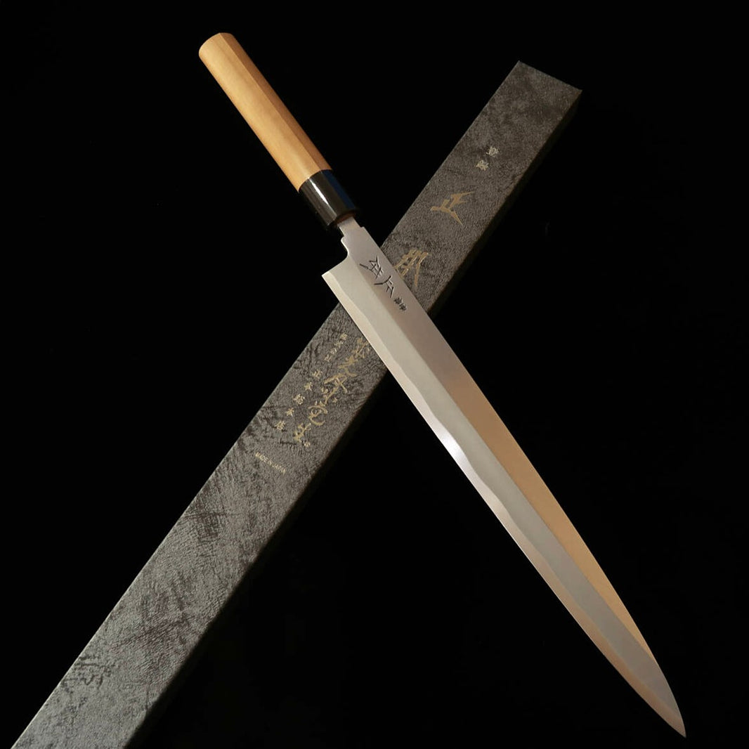Yanagiba Masamoto Sohonten KK0424/27/30 Kasumi Shirogami No. 2 with Buffalo Chestnut Handle (240-300mm)