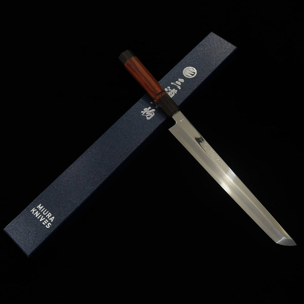 三浦佩MIURA Obidama 先丸柳刃 VG10 鏡面仕上げ ブビンガハンドル  （270ｍｍ）