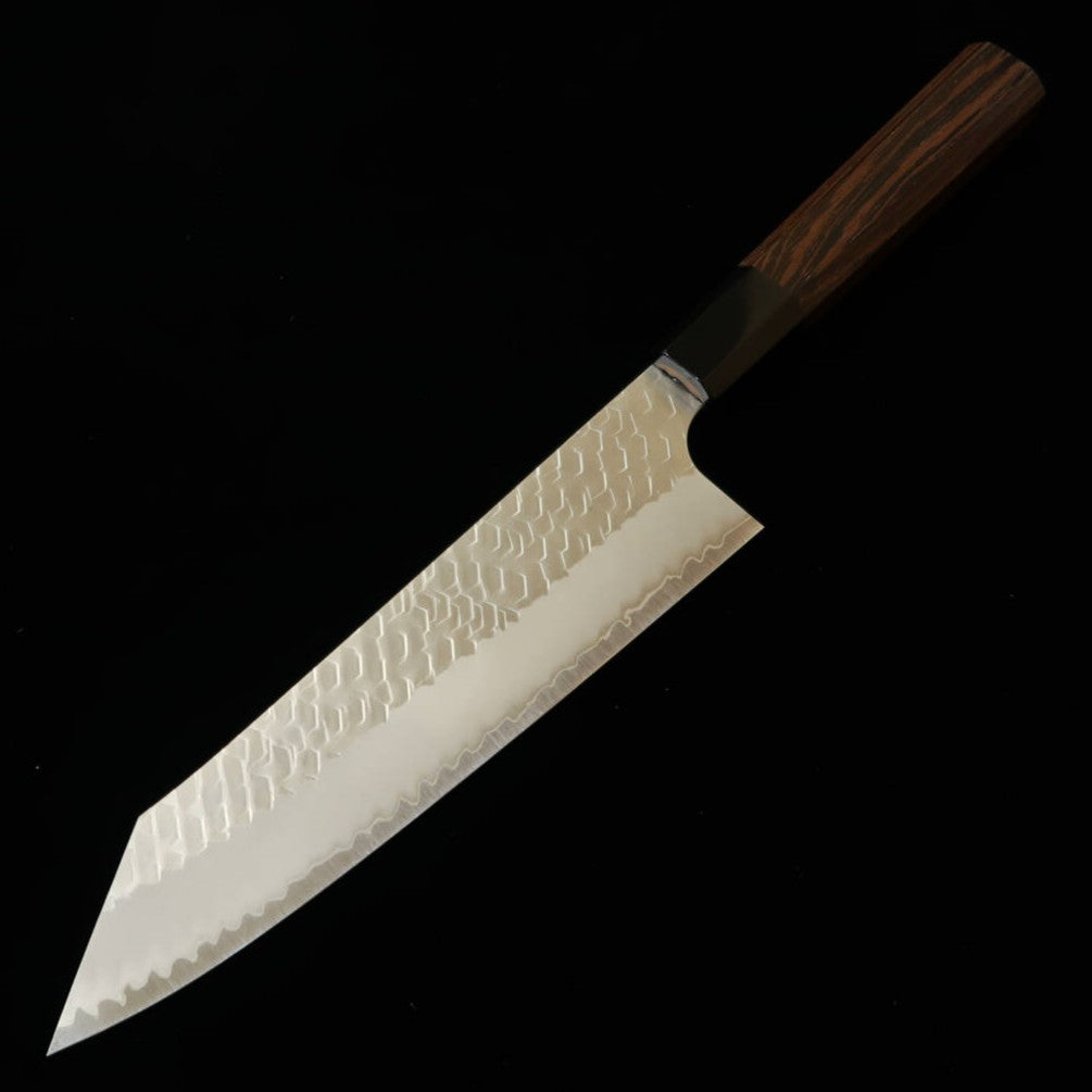 NIGARA 二唐刃物鍛造所, cuchillo gyuto kiritsuke SG2, acabado pulido martillado, mango octogonal de wengué (210 mm)