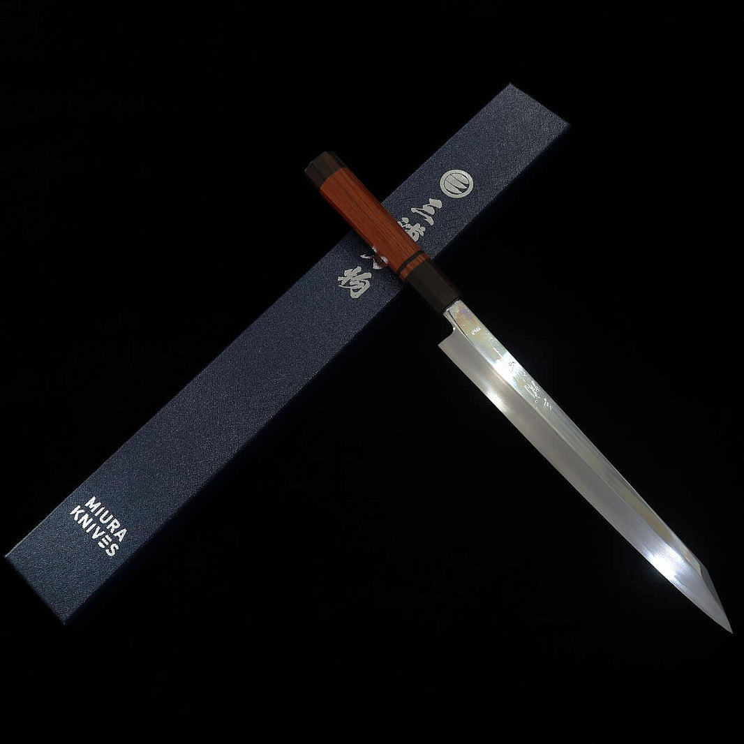 三浦佩MIURA Obidama 勘所切付柳刃 VG10 鏡面仕上げ ブビンガハンドル（270ｍｍ）