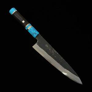 三浦頂MIURA Itadaki 田中義一 牛刀 白紙二号 黒打ち ターコイズハンドル （210ｍｍ）