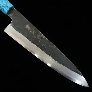 Gyuto MIURA Itadaki Shirogami No. 2 Kurouchi Turquoise handle (210mm)
