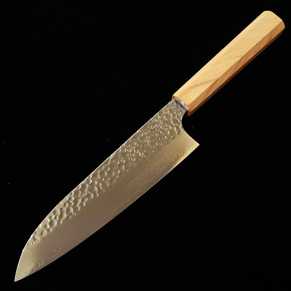 HATSUKOKORO Taka Santoku VG10 martelado Damasco cabo integral de oliveira (170 mm)