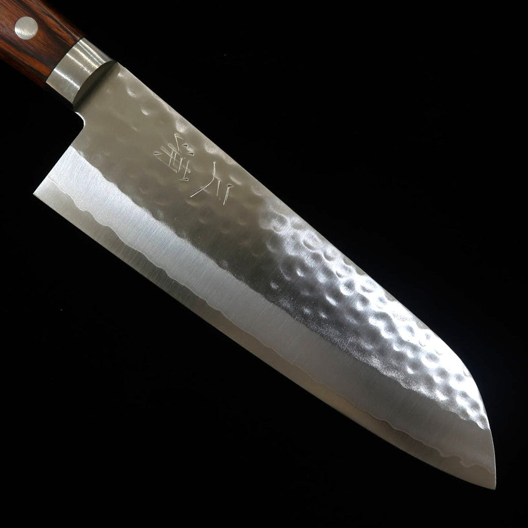 MIURA Santoku V1 D.P Gold, martelé, manche en acajou (170mm)