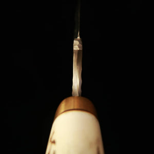 Prometheus Thor Ymir HS stole with antler handle and leather sheath (82mm)