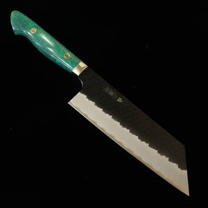 二唐刃物鍛錬所NIGARA  切付菜切 SG2 黒打 槌目 ターコイズハンドル（180mm）
