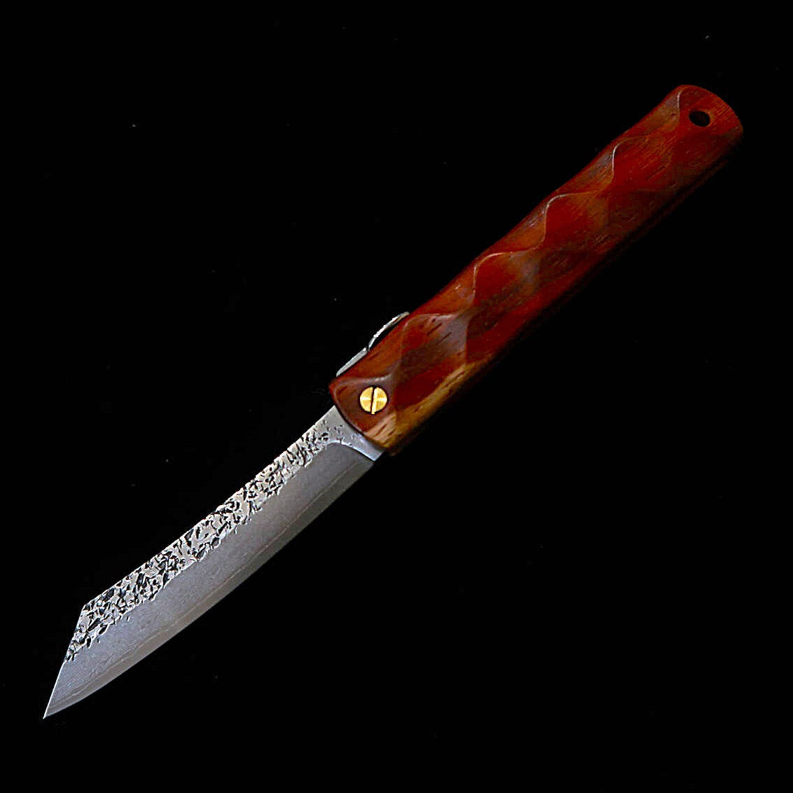 Higonokami (HIGONOKAMI) [HALL HAUS Collaboration] VG10 Hammered Finish 16-Layer Damascus Steel Reinforced Plywood Handle (70mm)