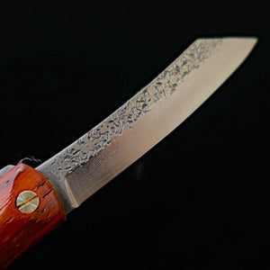 Higonokami HIGONOKAMI [Colaboración HALL HAUS] VG10, acabado martillado, damasco de 16 capas, mango de laminado reforzado (70 mm)