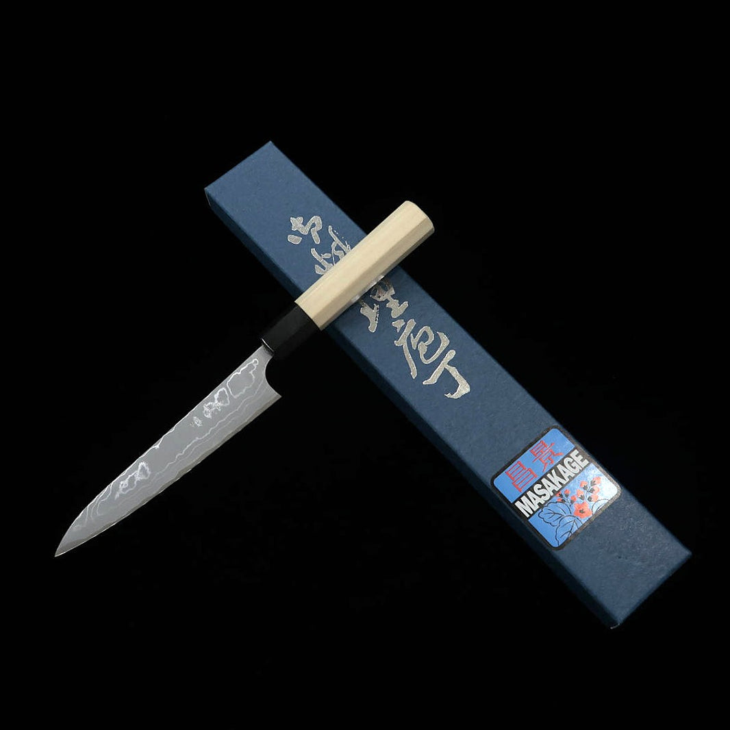 昌景MASAKAGE 霜 ペティ 白紙二号 ダマスカス 朴八角柄 （150ｍｍ）
