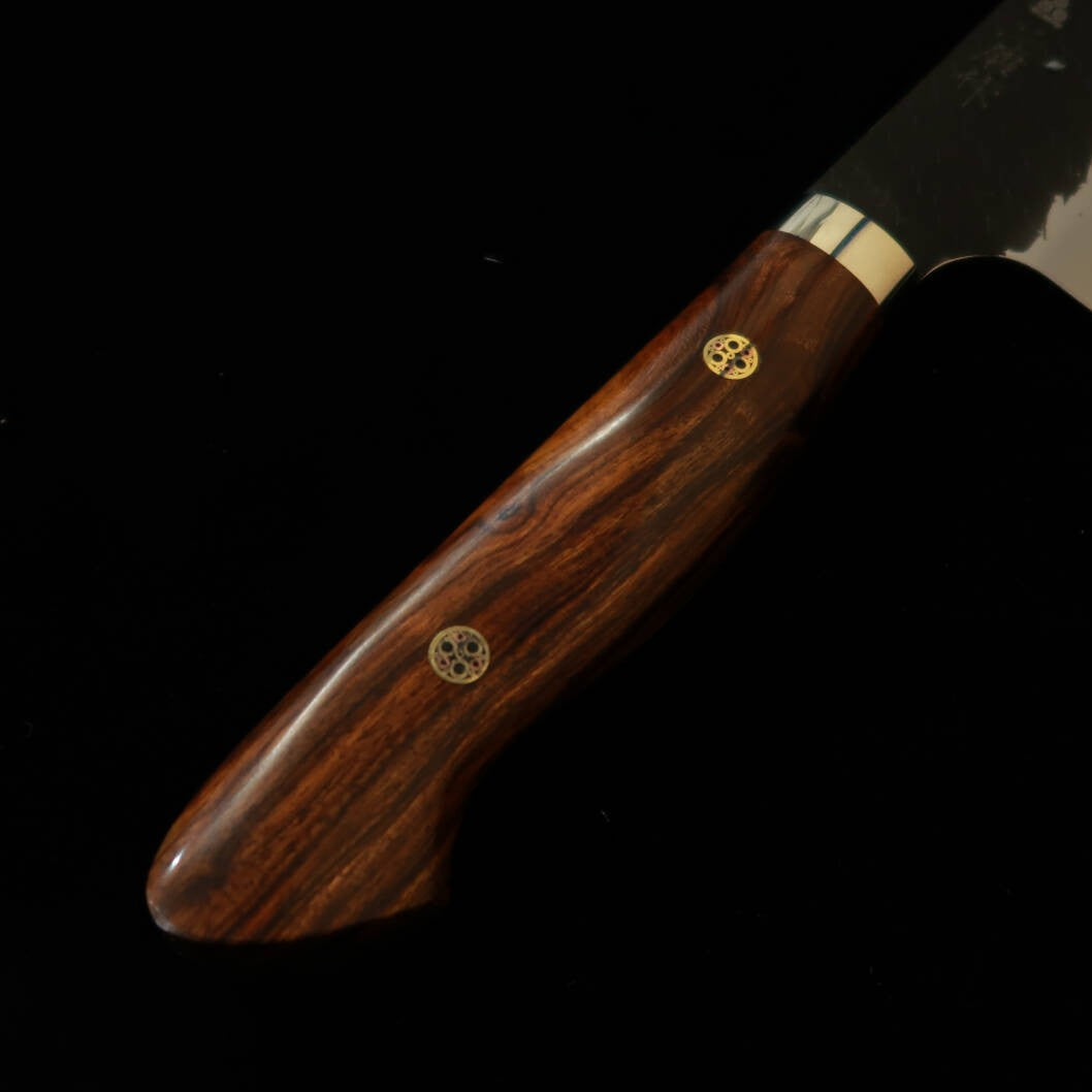 二唐刃物鍛錬所NIGARA  牛刀 SG2 黒打 槌目 アイアンウッドハンドル（210mm）